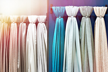 Fabrics for curtains in store