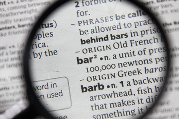 The word or phrase bar in a dictionary.