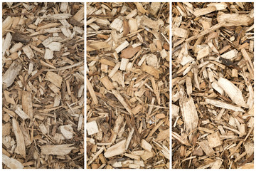 Bark Wood Chips Collage For Landscaping - Top View - Abstract Background