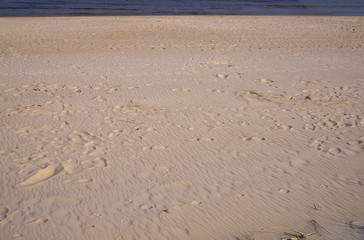 Traces from the waves in the sand on the beach of the Gulf of Riga.
