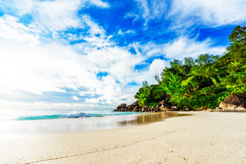 sunny day on paradise beach anse georgette,praslin seychelles 59