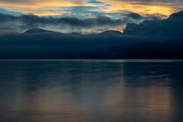 View of Lake Lucerne (Switzerland) at sunrise