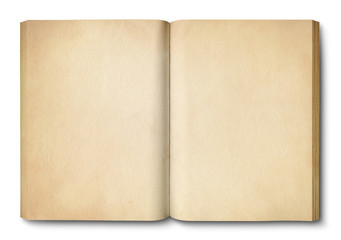 Vintage open book isolated on white background