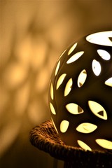 Lamp with patterned shade