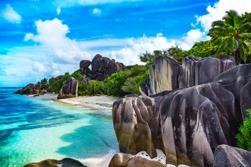Fotobehang Anse Source D'Agent, La Digue eiland, Seychellen Paradise beach bij anse source d& 39 argent op de seychellen 85