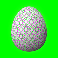 Happy Easter - Frohe Ostern, Artfully designed and colorful easter egg, 3D illustration on green background