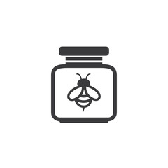 Honey Jar with bee Outlined Food Icon Breakfast - Vector