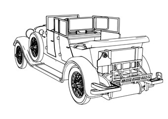 vintage car sketch vector