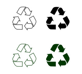 Obraz premium Recycle sign symbols isolated on white background vector illustration. 