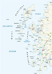vector road map of scottish archipelago hebrides at the north west coast of scotland