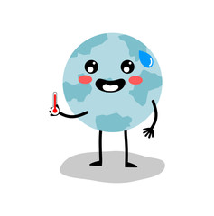 Cute cartoon globe character isolated on white background. earth day and world environment day. illustration Vector.