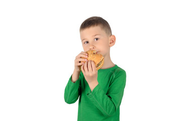 Boy eating burger