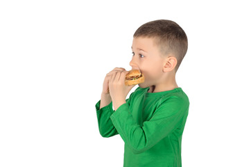 Boy eating burger