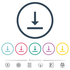 Vertical align bottom flat color icons in round outlines