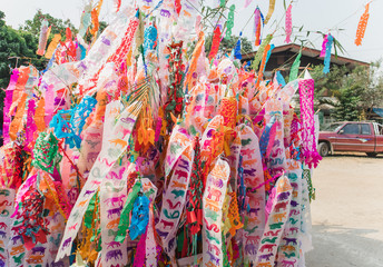 Colorful Lanna style Flags of Northern Thailand