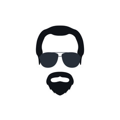 Portrait of a bearded man in glasses. Vector illustration.