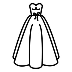 Vector Black Outline Wedding Dress Icon