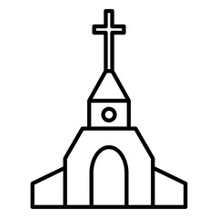 Vector Black Outline Catholic Church Icon