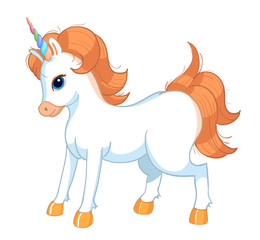 Cute cartoon character unicorn. Print for Baby Shower