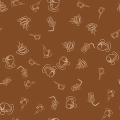 Coffee seamless vector pattern for Cup mug, restaurant or cafe menu design