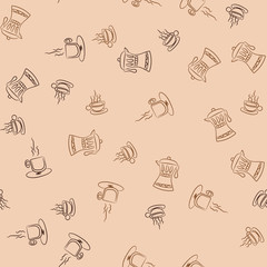 Coffee seamless vector pattern for Cup mug, restaurant or cafe menu design