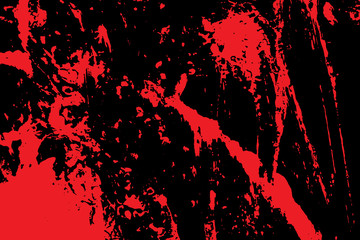 Abstract vector background for design use. Splashing ink mark. Red brush stroke textures. Isolated on black background. Freehand drawing. Vector illustration. 