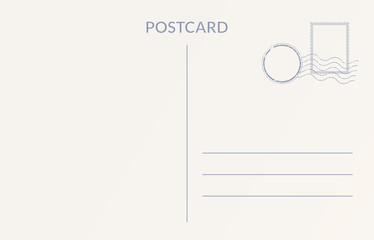 Empty postcard template. Design of blank post card back.