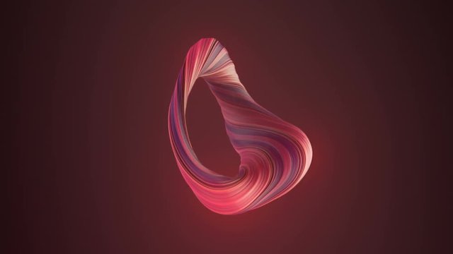 Pink colored twisted shape motion graphics background. Computer generated abstract geometric 3D render loop animation. 4K, Ultra HD resolution.
