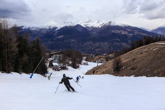 Ski resort Pila in Aosta Valley, Italy