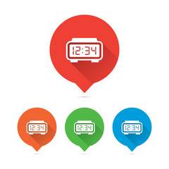 Colorful Round Long Shadow Digital Alarm Clock Markers