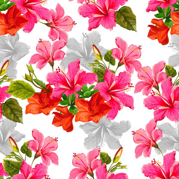 Seamless pattern with tropicall flower vector illustration