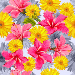 Seamless pattern with tropical flower vector illustration