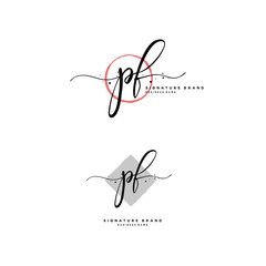 P F PF Initial letter handwriting and  signature logo.