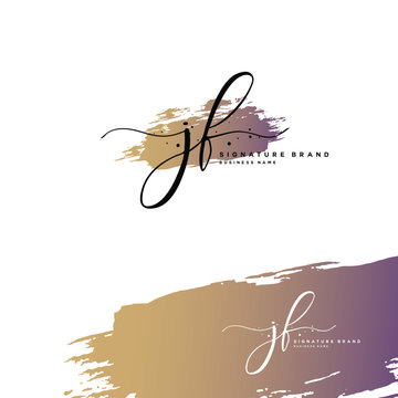 J F JF Initial letter handwriting and  signature logo.