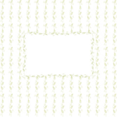 Card with vintage frame on the background of the vertical floral ornament. Vintage monochrome vector pattern. 