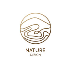 Wavy lines structure, landscape logo.