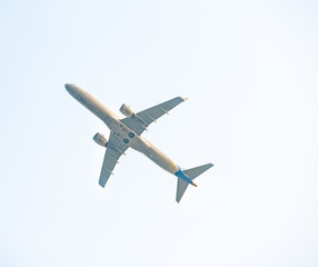 A plane flying in the sky.