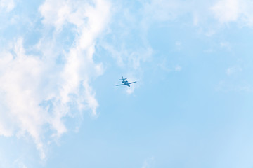 A plane flying in the sky.