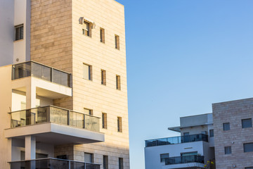 apartment buildings exterior facade with balcony 