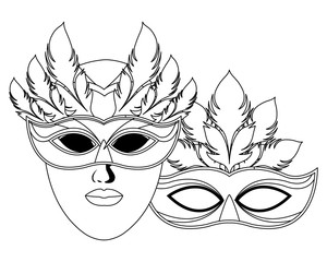 masks and feathers black and white