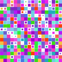 Mosaic of a bright colorful squares on a white background