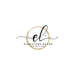 E L EL Initial letter handwriting and  signature logo. - obrazy, fototapety, plakaty