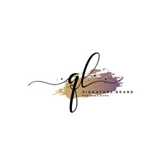 Fototapeta premium Q L QL Initial letter handwriting and signature logo.