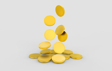golden coins isolated on white background