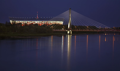 Swietokrzyski bridge and National stadium in Warsaw. Poland