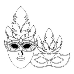 masks and feathers black and white