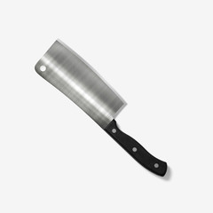 stainless butcher knife isolated on white background