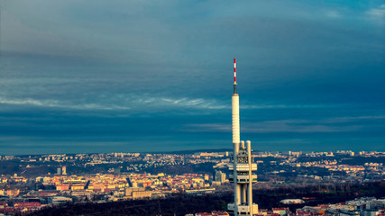 Fototapeta premium Prague Aerial view tv tower summer light