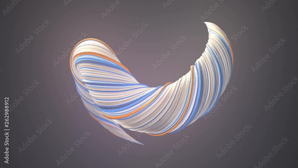 Poster Colored twisted shape motion graphics background. Computer generated abstract geometric 3D render loop animation. 4K, Ultra HD resolution.