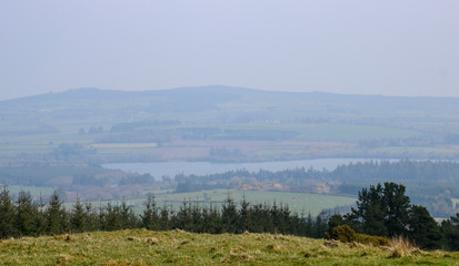 Landscape of Ireland with lake and clouds. Nature Reserve.